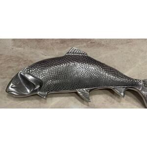 X-Large pewter aluminum  fish 19” serving platter excllnt